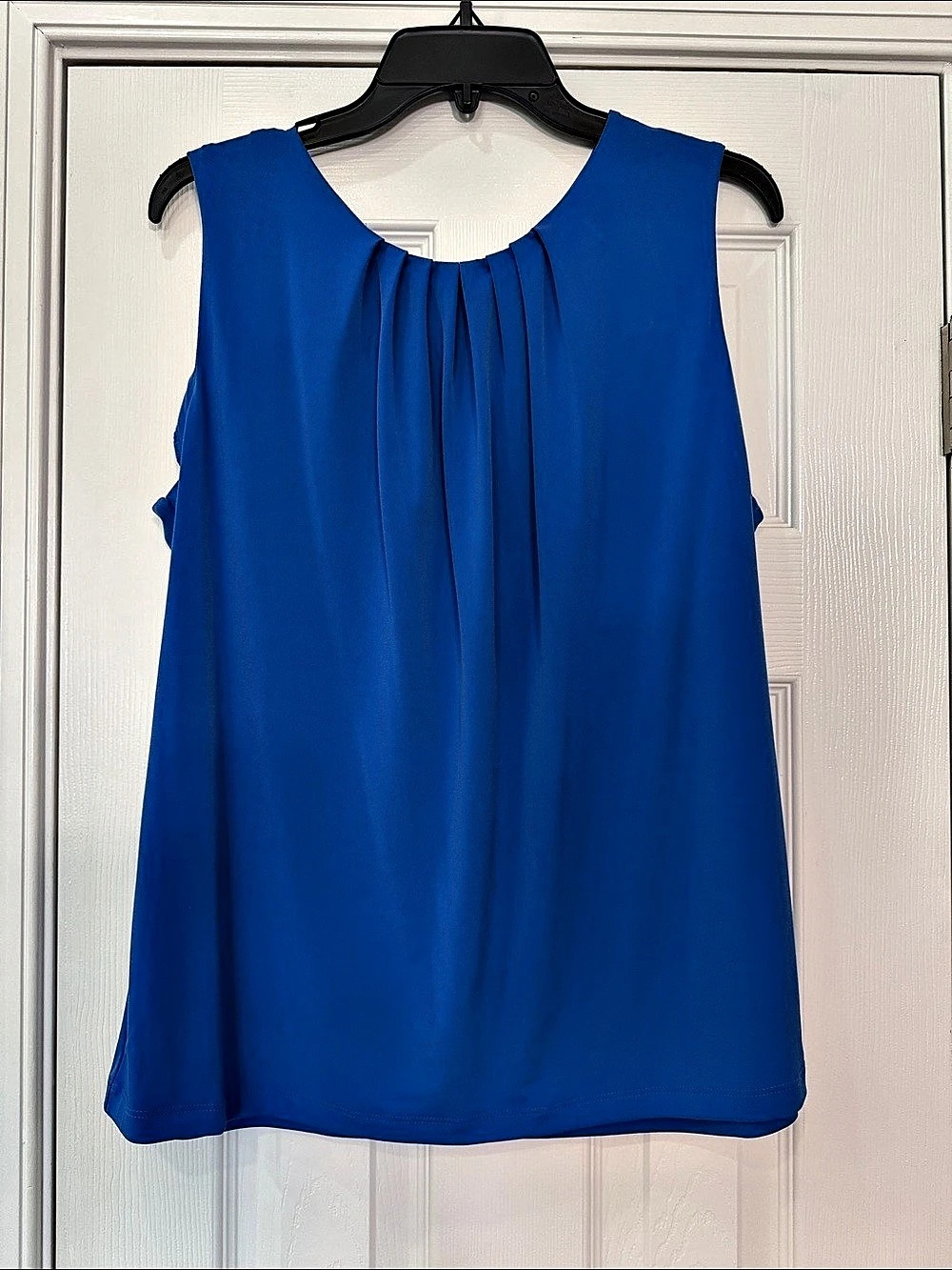 Calvin Klein Pleated Neck Sleeveless Top Blue 1X